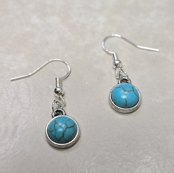 925 Silver Hook Turquoise and Silver Dangle Earrings - Picture 7 of 15